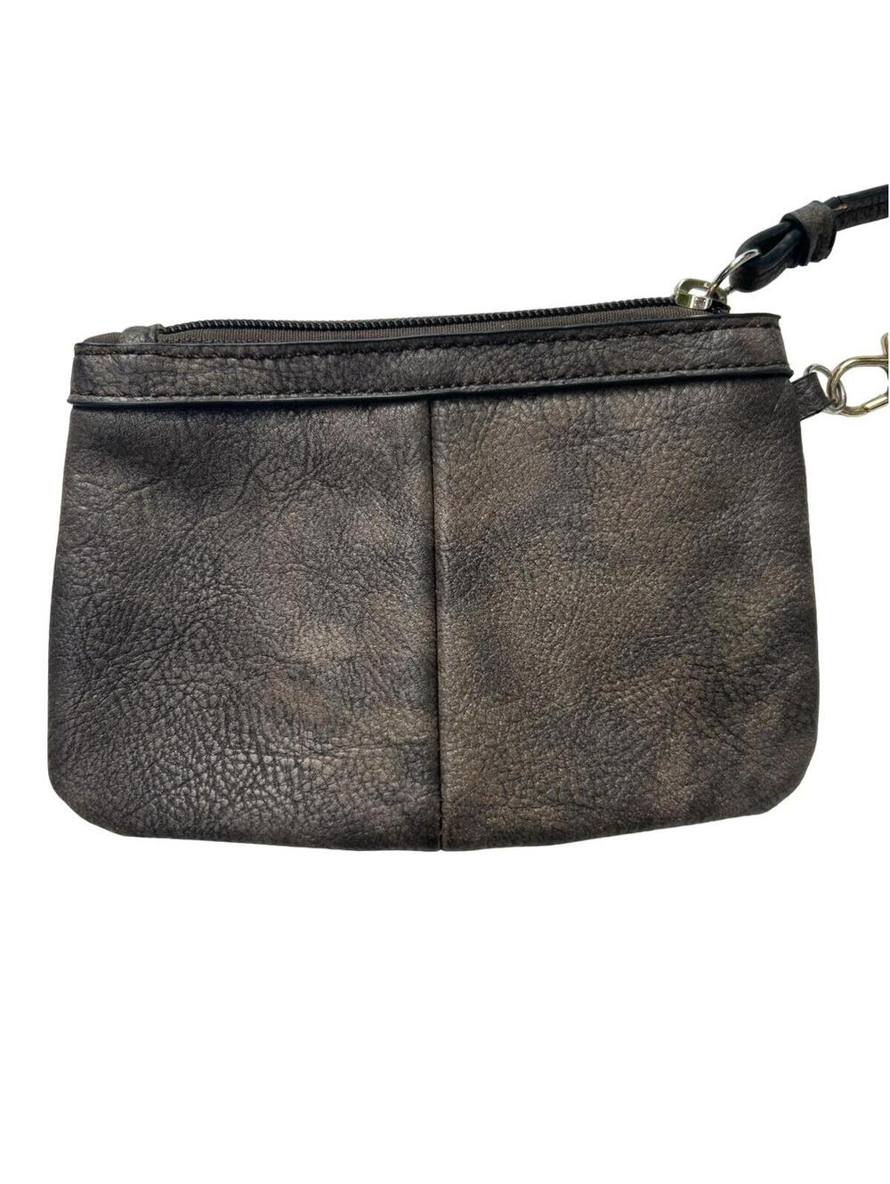 Wilsons Leather Brown Distressed Leather Wristlet‎ Clutch Zip Pouch Purse
